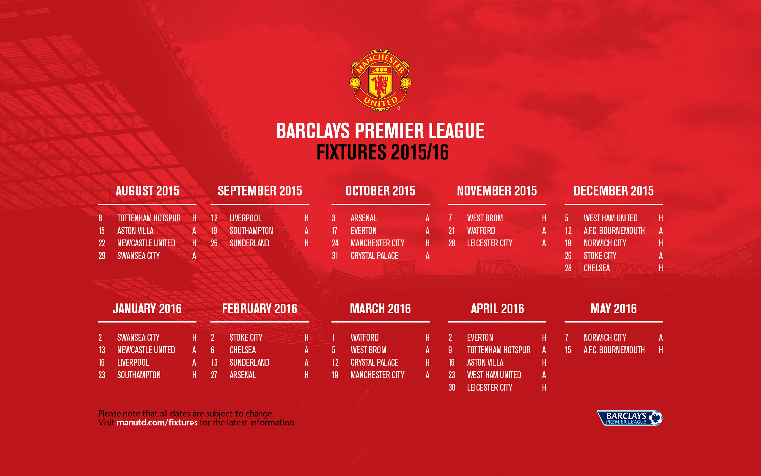 Manchester United Fixtures 2015 16 Season Zulpeas